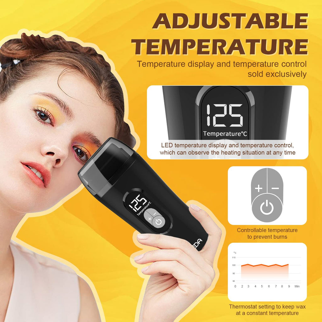 Digital Honey Wax Kit for Hair Removal with Roll-On Warmer and Cartridges