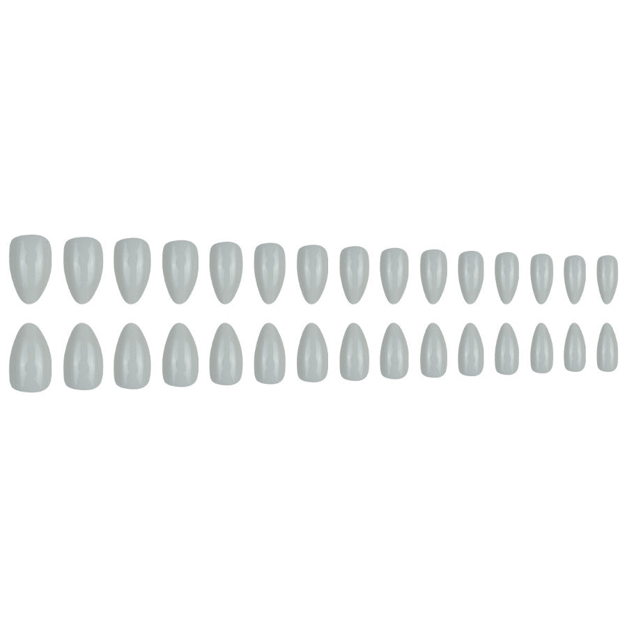 60PCS Almond Press-On Nails - Solid Cream White Glossy Round Fake Nails