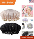 Reusable Shower Cap for Women - Double Waterproof Layers, 2 Pack