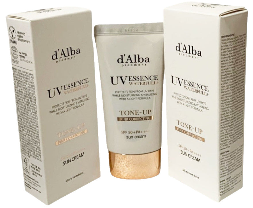 D'ALBA Waterfull UV Essence Sun Cream Pink Correcting SPF 50+ PA++++ - 50ml Duo Set