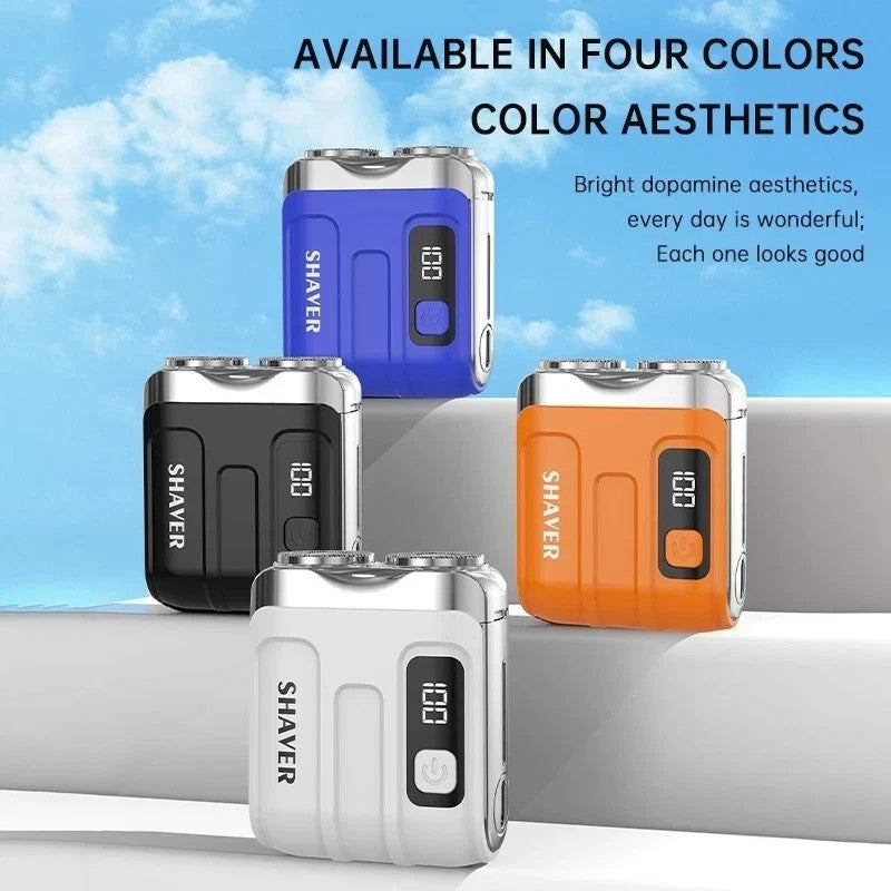 Mini Electric Smart Beard Shaver - Dual Blade, Digital Display, Rechargeable
