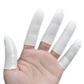 Cotton Finger Cots 200 Pack, Reusable Skin-Friendly Finger Sleeves with Elastic Rings