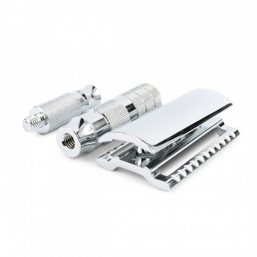 Travel Safety Razor with Leather Case - Double Edge, Compact & German Made