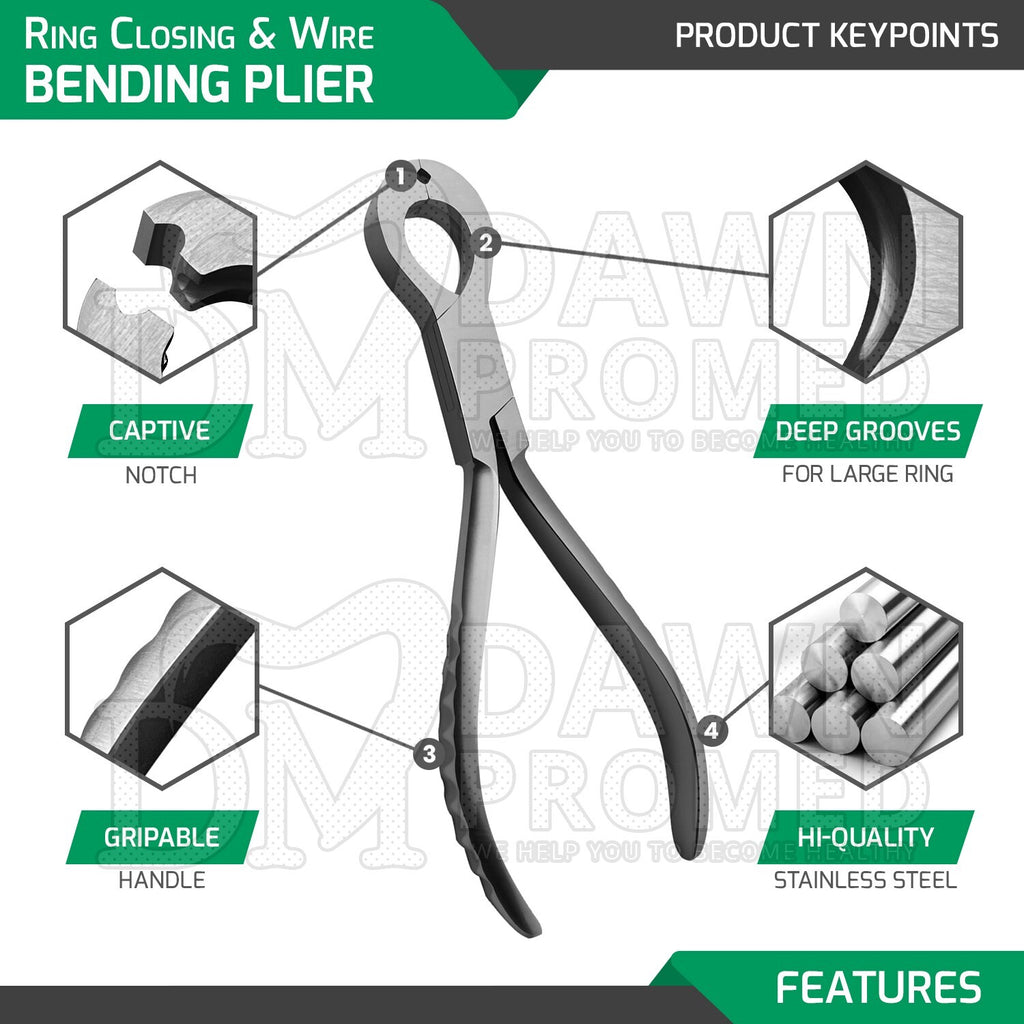 6 Inch Ring Closing Pliers for Body Piercing - Notched Stainless Steel