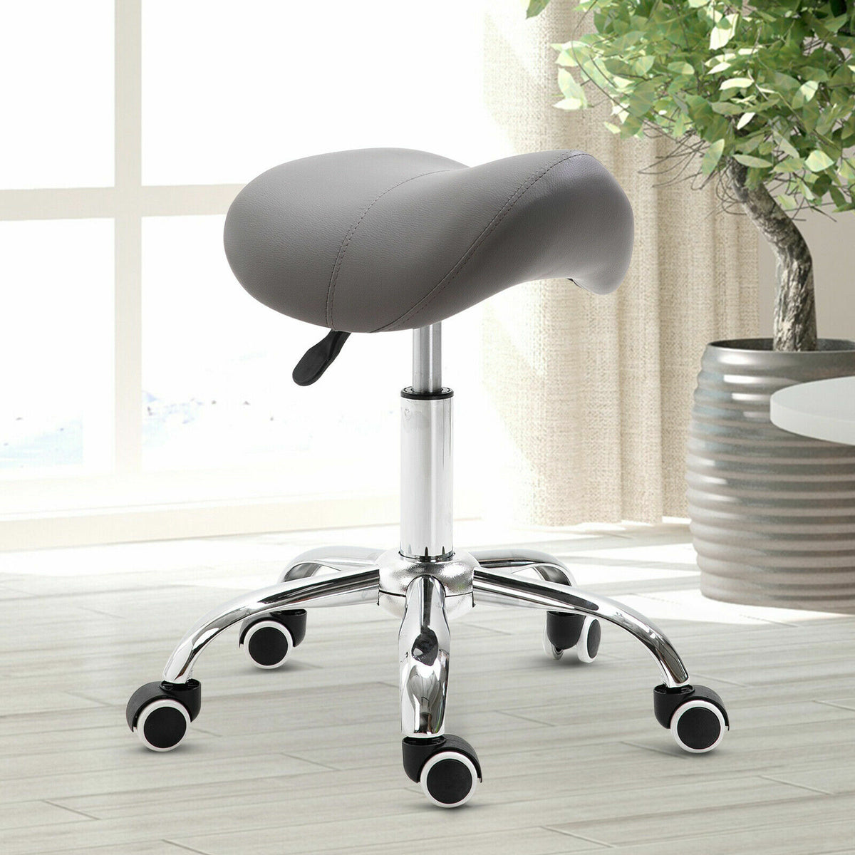 Adjustable Hydraulic Saddle Stool with Swivel and Casters for Salon & Medical Use