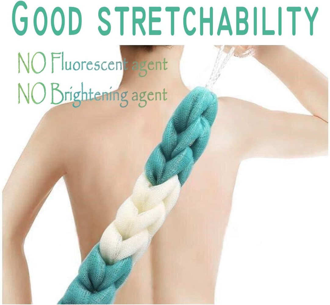 4 Pack Long Stretch Back Sponge with Rope Handles - Body Bath Scrubber