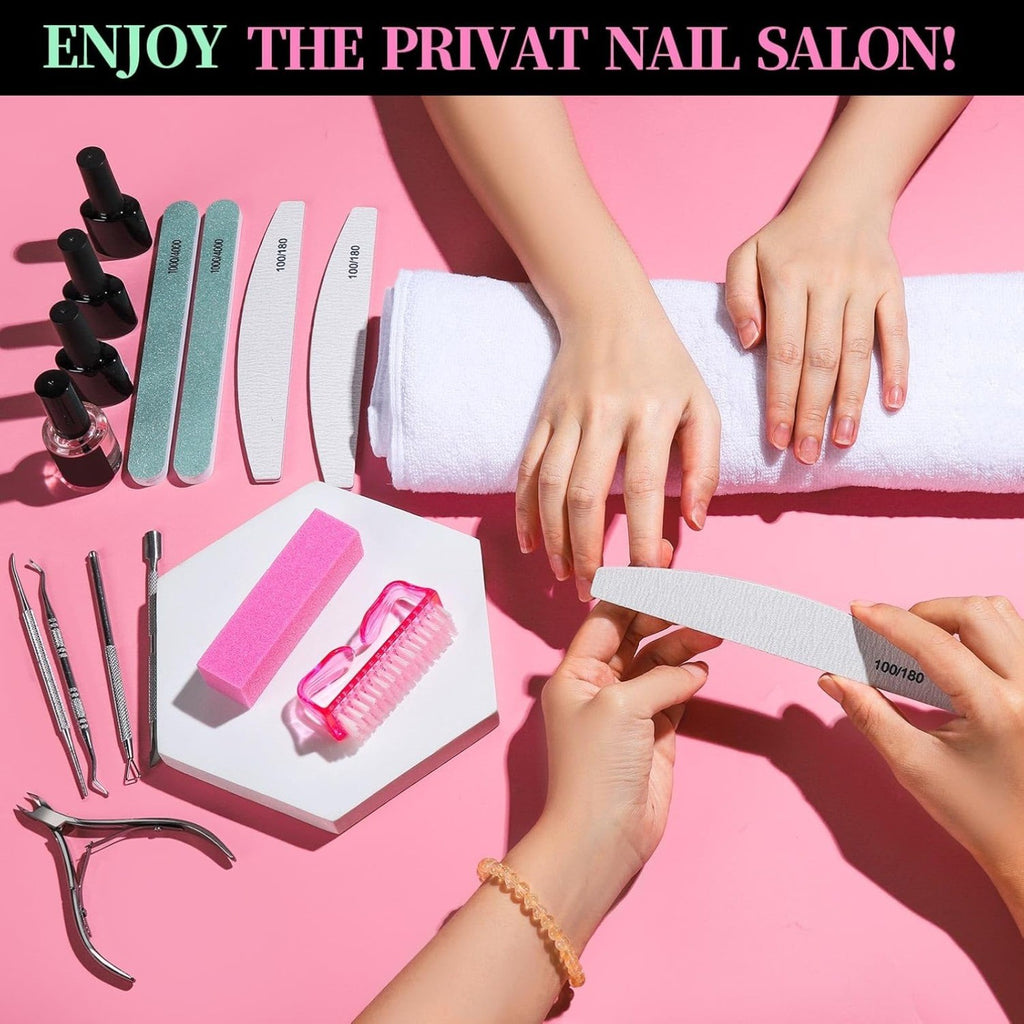 Professional Nail Care Kit with Files Buffer Cuticle Nippers & Tools