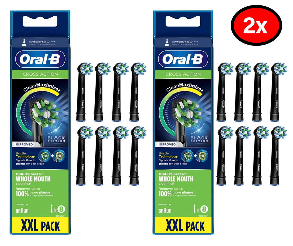 Electric Toothbrush Replacement Heads Black 8 Count - Compatible with Oral-B