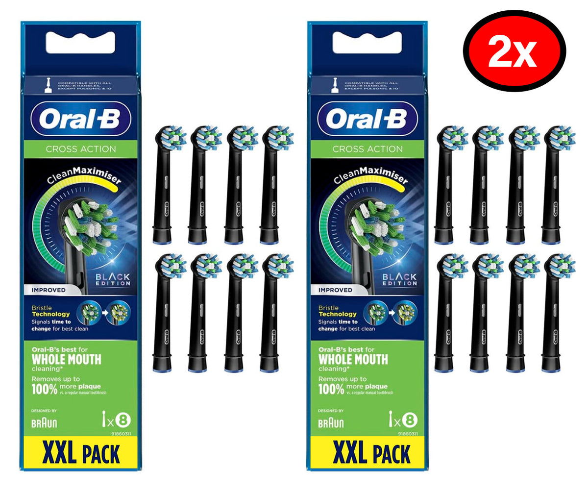 Electric Toothbrush Replacement Heads Black 8 Count - Compatible with Oral-B