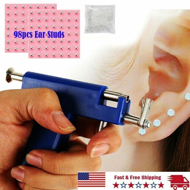 Professional Ear Piercing Gun Kit with 98 Studs - DIY Ear Nose Navil Body Kit