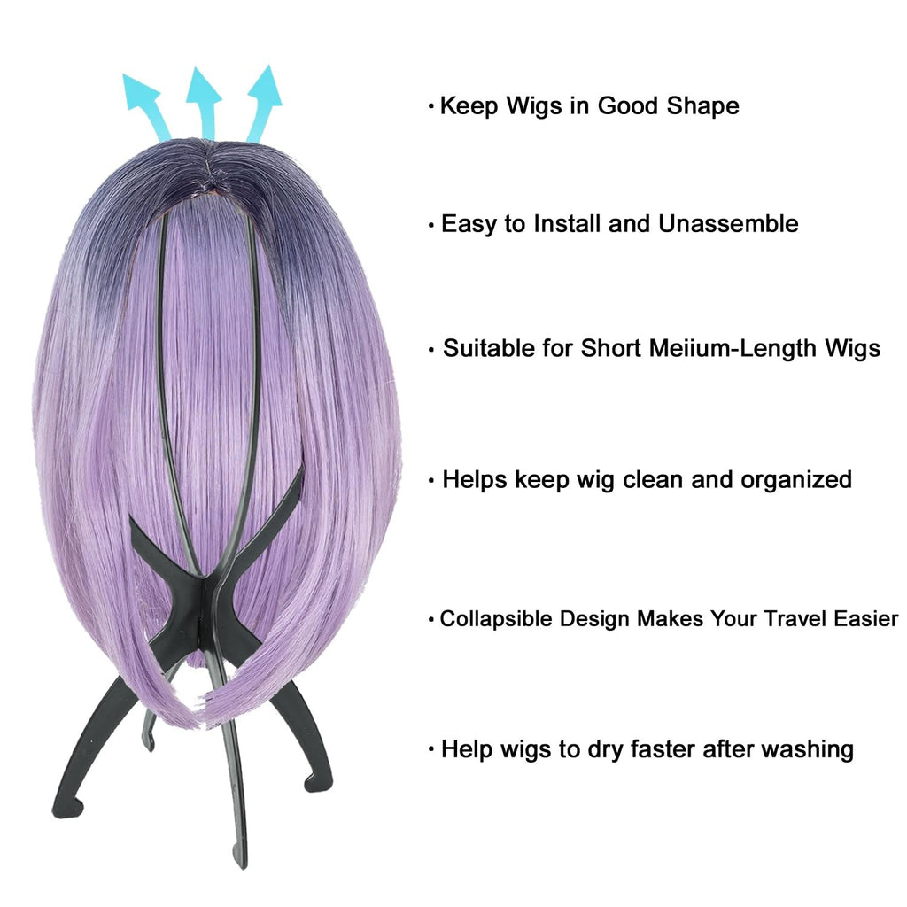 Portable Wig Head Stand Set for Short & Medium Wigs - 3 Pack