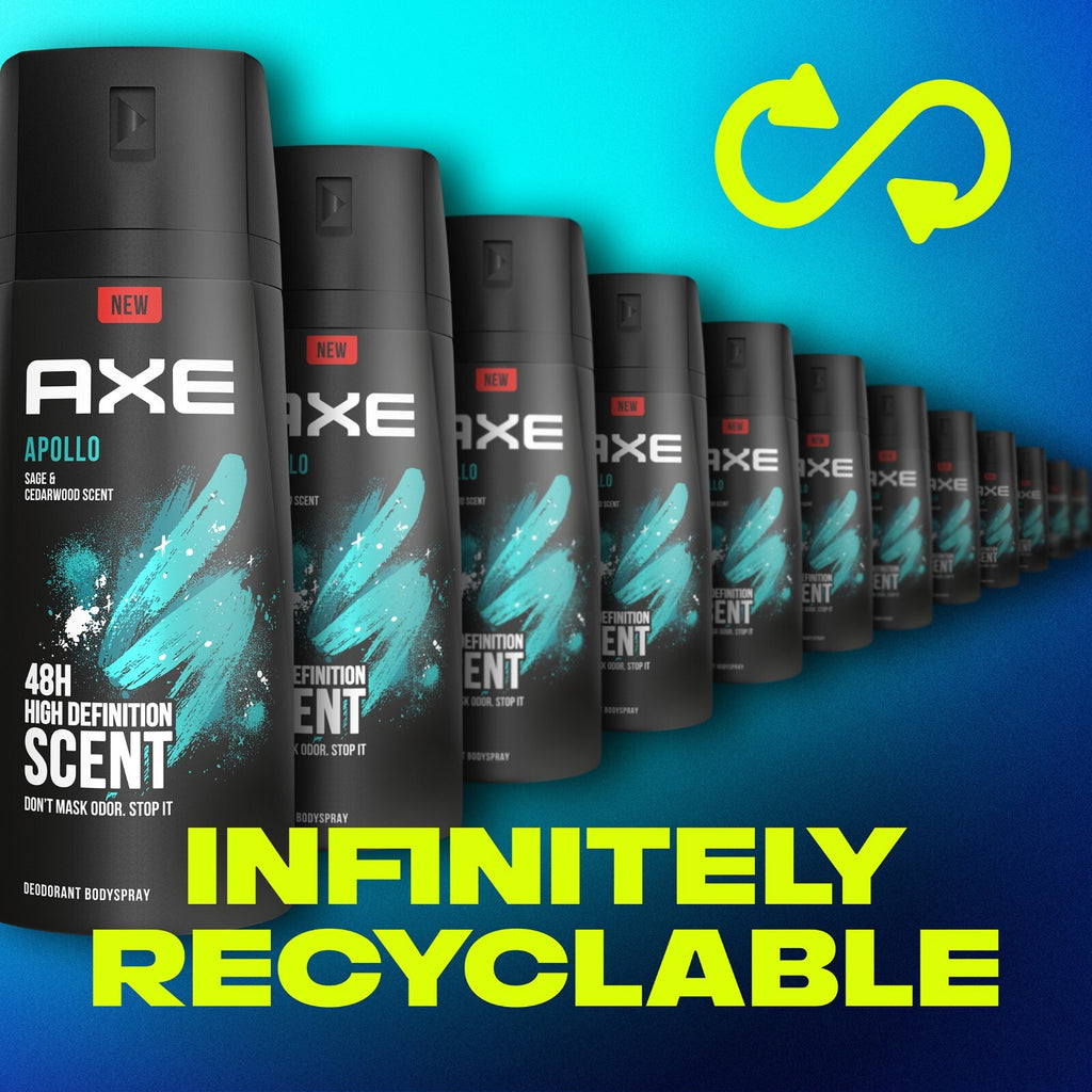Men's Deodorant Body Spray - Apollo Scent, 150ml, 6 Pack