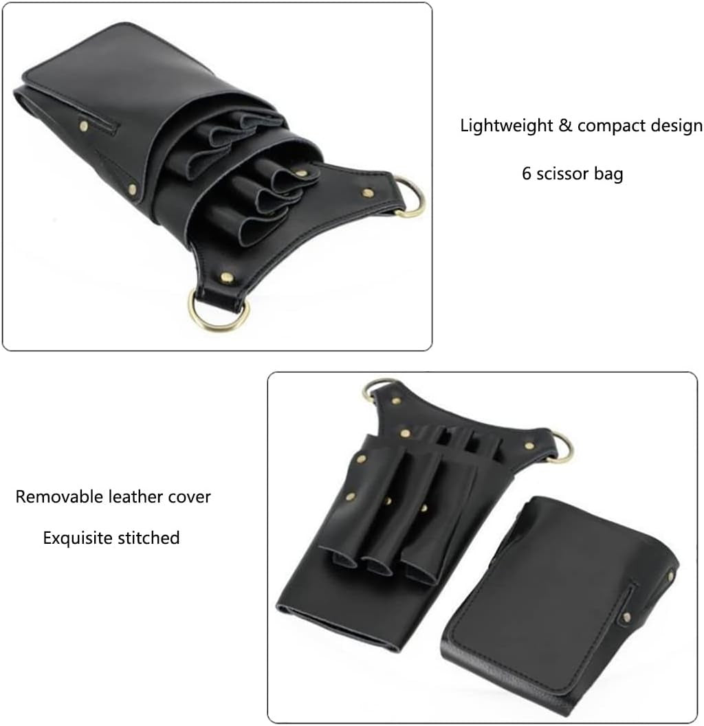 Leather Hairdresser Scissor Pouch Belt for Salon Barber Shears Organizer