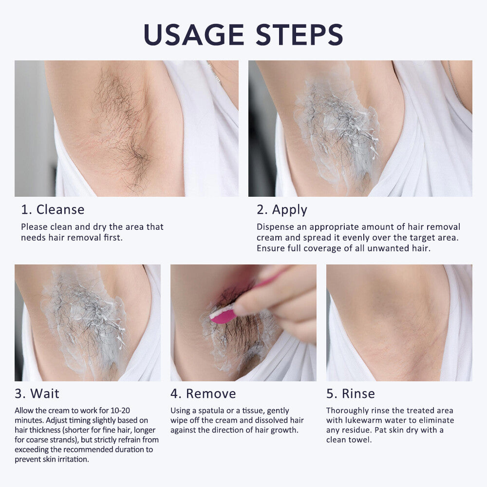 Permanent Hair Removal Cream for Body & Sensitive Skin - Painless Inhibitor