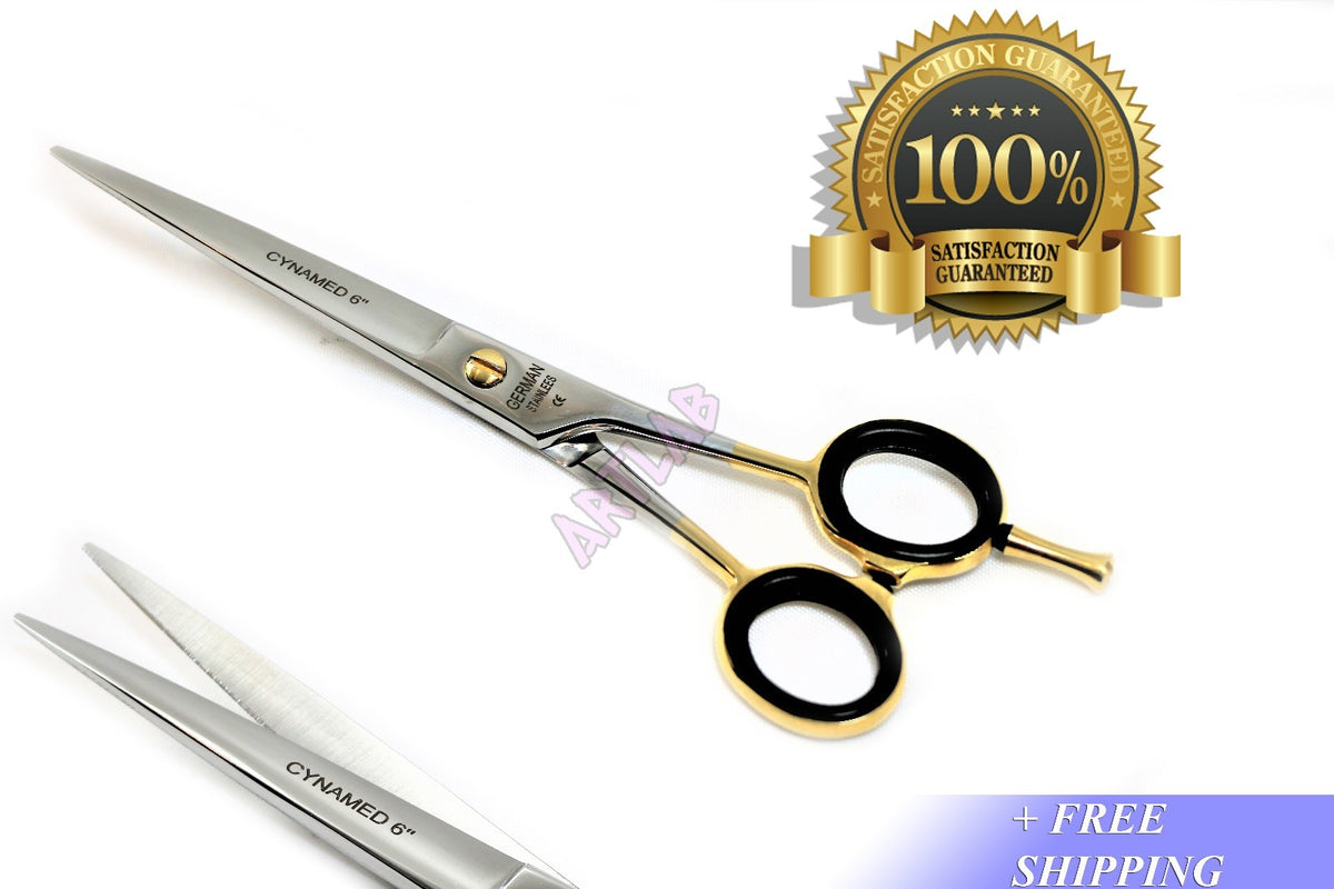 German Professional Hair Cutting Scissors with Gold Rings 6 Inch