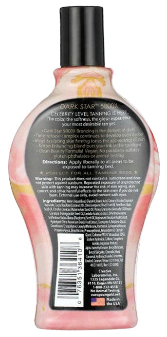 Dark Star 5000X Ultra Dark Bronzer Tanning Lotion 12 Oz - Vegan & Paraben-Free