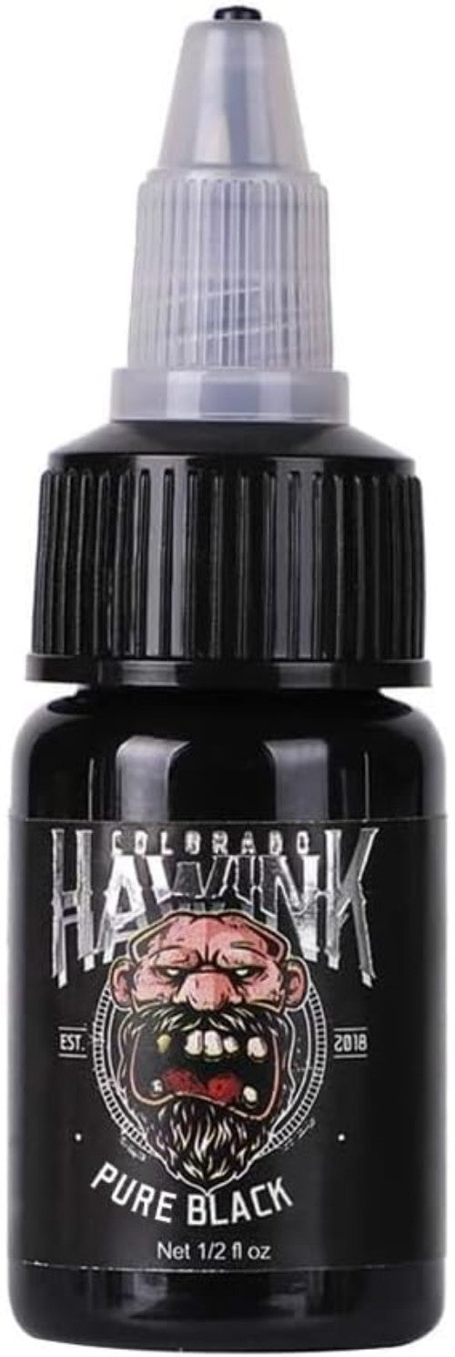 Pure Black Tattoo Ink 1/2oz - Professional Quality & High Stability