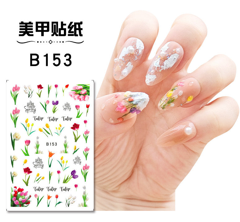 3D Floral Nail Stickers Tulip Flower Decals for Nail Art - 6 Sheets