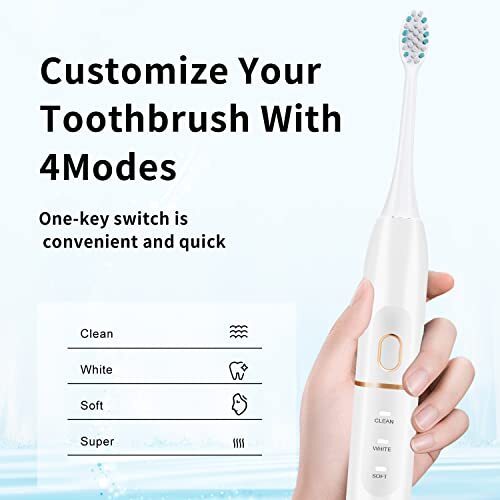 Electric Toothbrush Set with 8 Brush Heads & Travel Case - Sonic Vibration, 4 Modes
