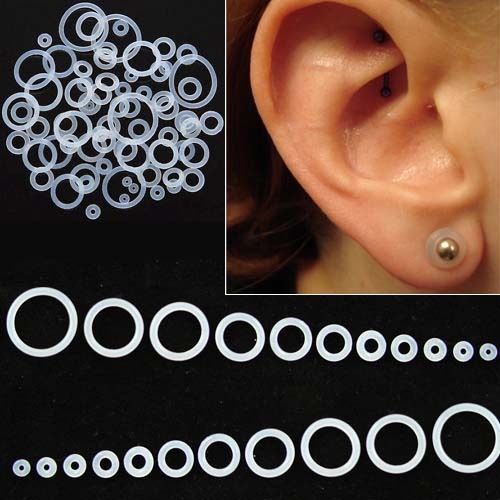 Clear Rubber O-Ring Replacements for Ear Plugs & Gauges — 2 Pack