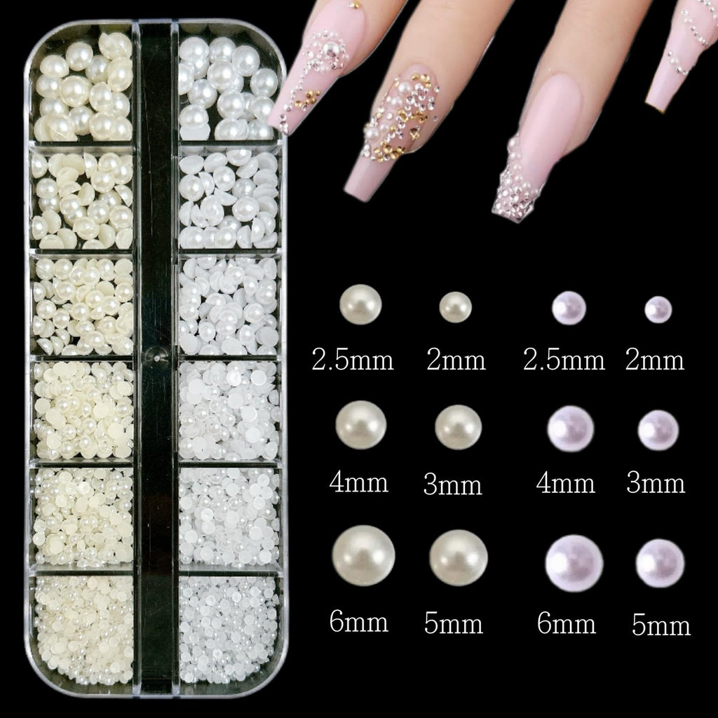 Silver Nail Art Decorations Kit with Imitation Diamonds and 3D Accessories