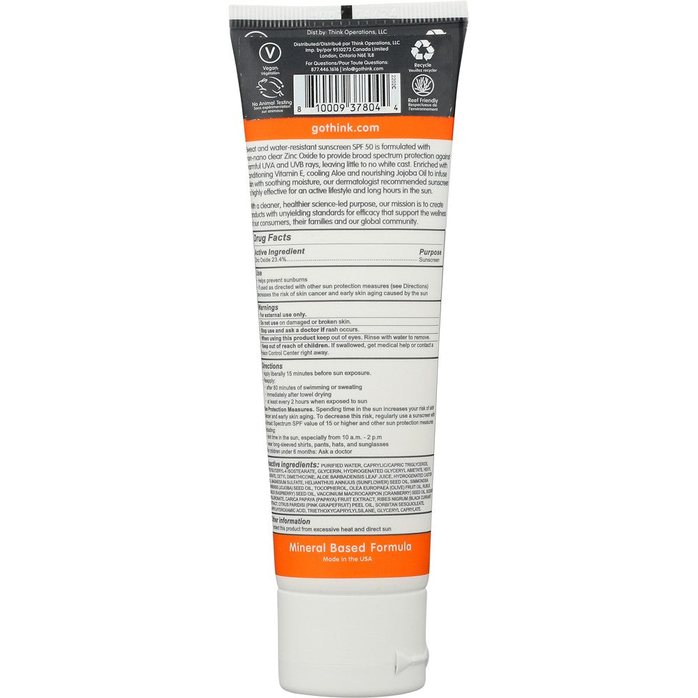 SPF 50 Clear Zinc Sunscreen with 23.4% Zinc Oxide - Water Resistant, 3 Fl Oz
