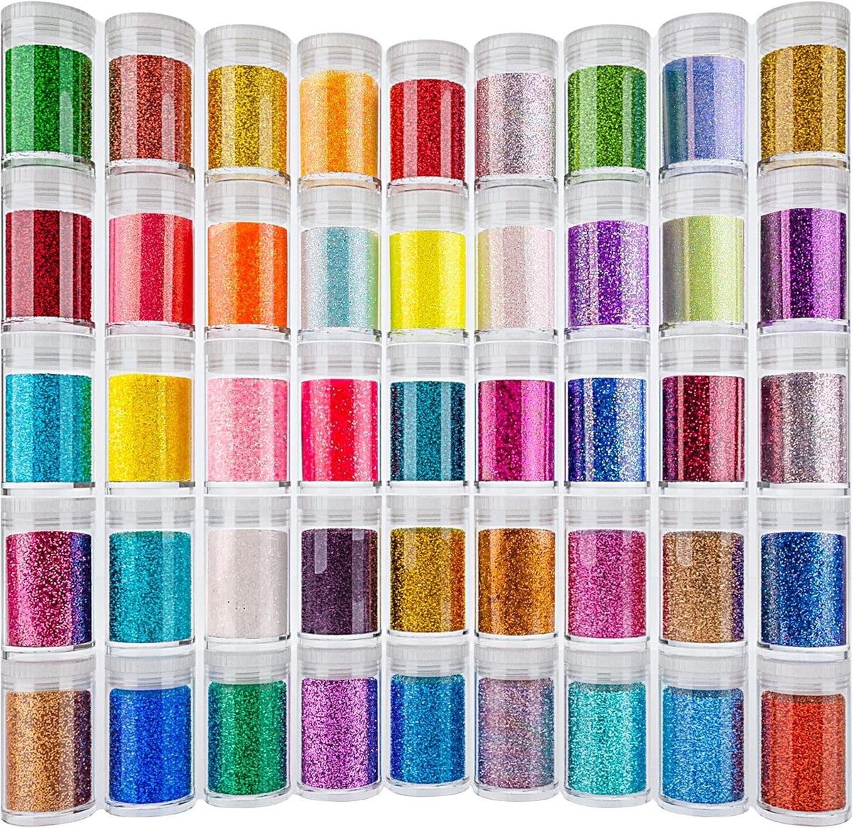 Holographic Glitter Powder Set - 45 Colors Fine Craft and Makeup Glitter