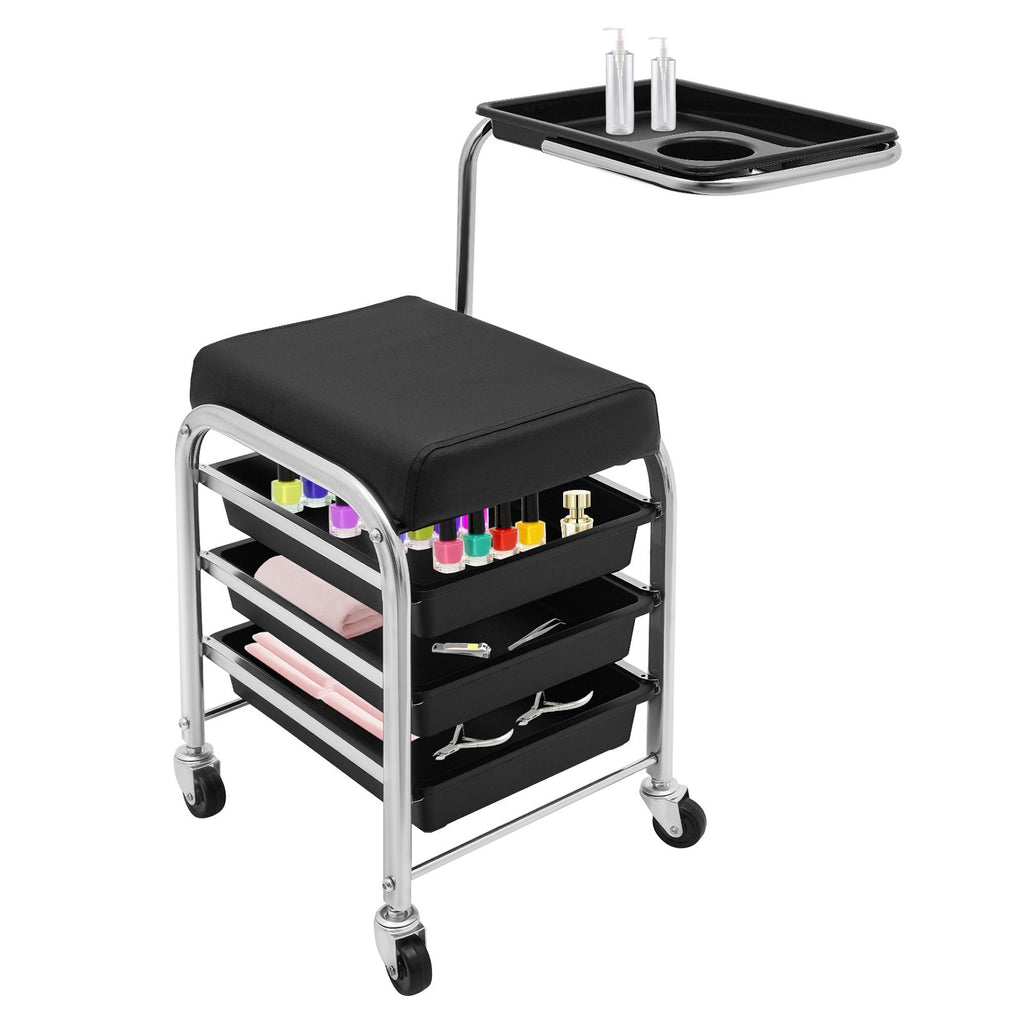 Manicure & Pedicure Tool Storage Cart with Adjustable Tray and Casters