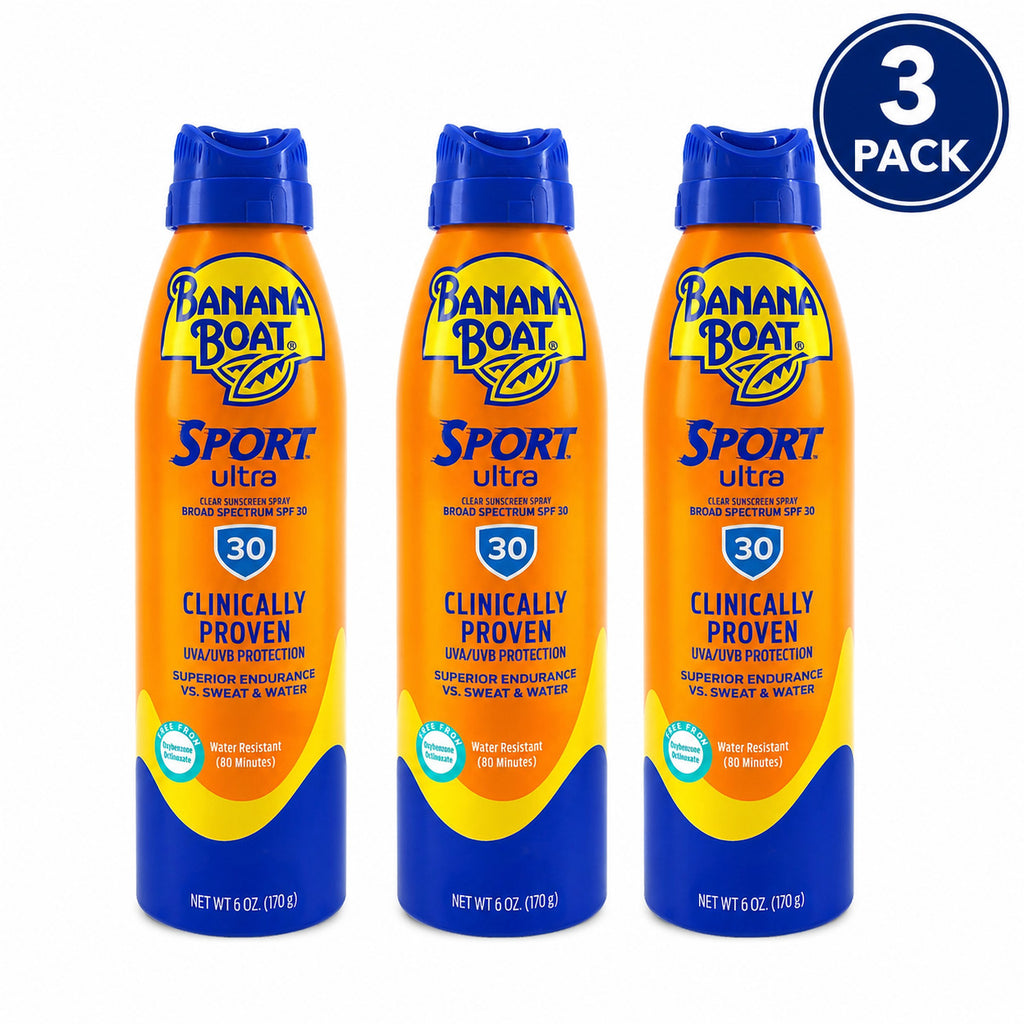 SPF 30 Sunscreen Spray 6 oz Pack of 3 Water-Resistant Outdoor Protection
