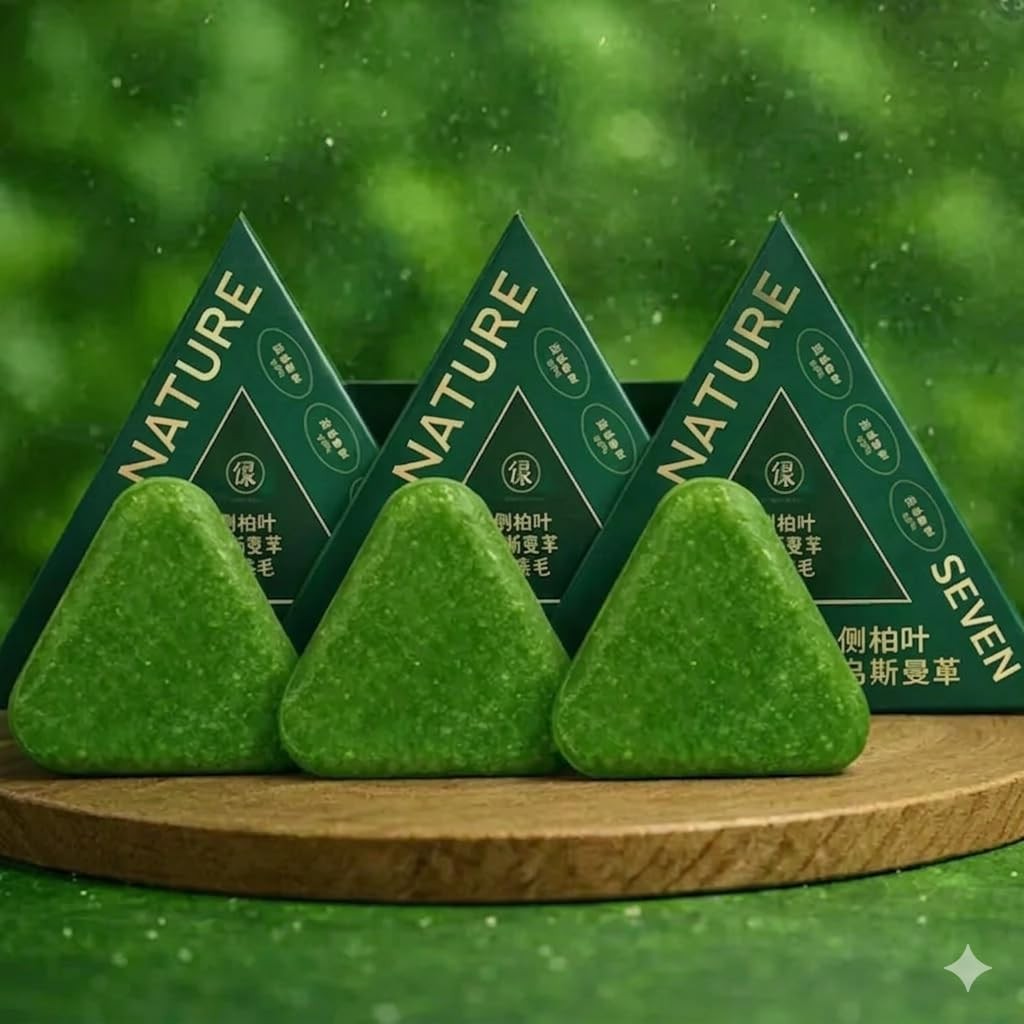 Green Soap Bar Set - Triangle Shape 3 Pack Natural Skincare