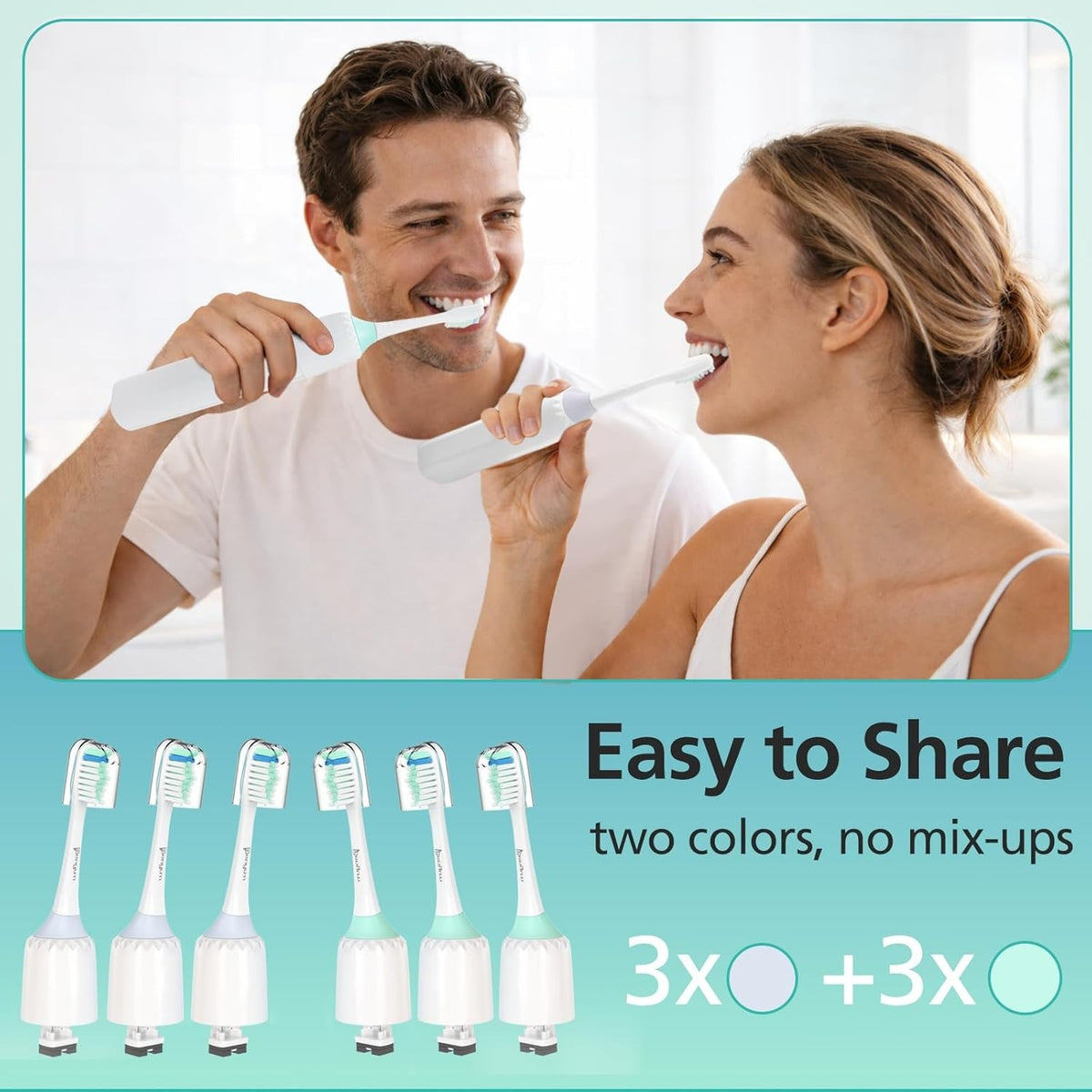 Replacement Toothbrush Heads for Sonicare E-Series 6 Pack – Compatible with Philips, Gentle Bristle Design