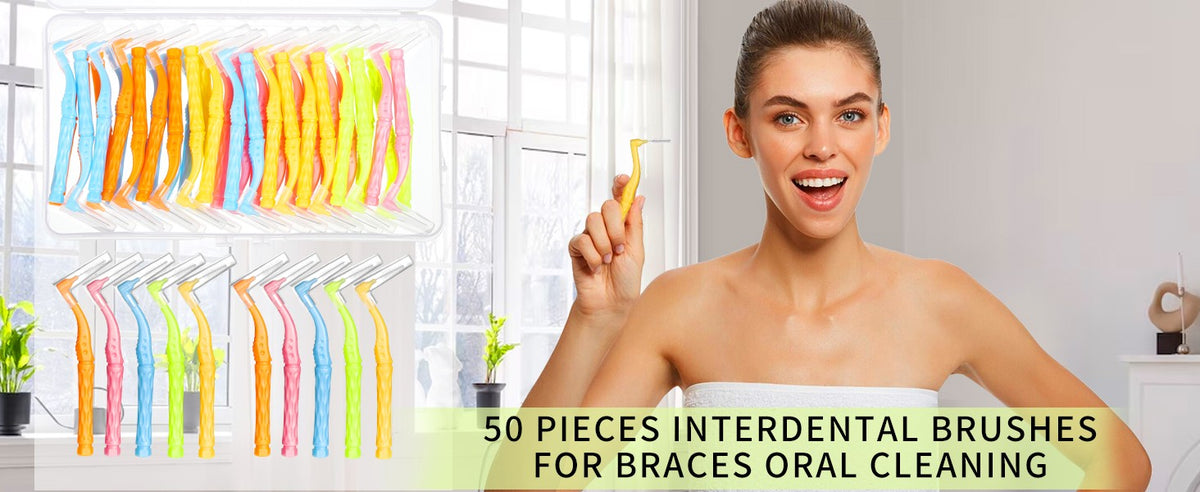 Dental Interdental Brush Set with 5 Sizes Non-Slip Handles for Effective Cleaning