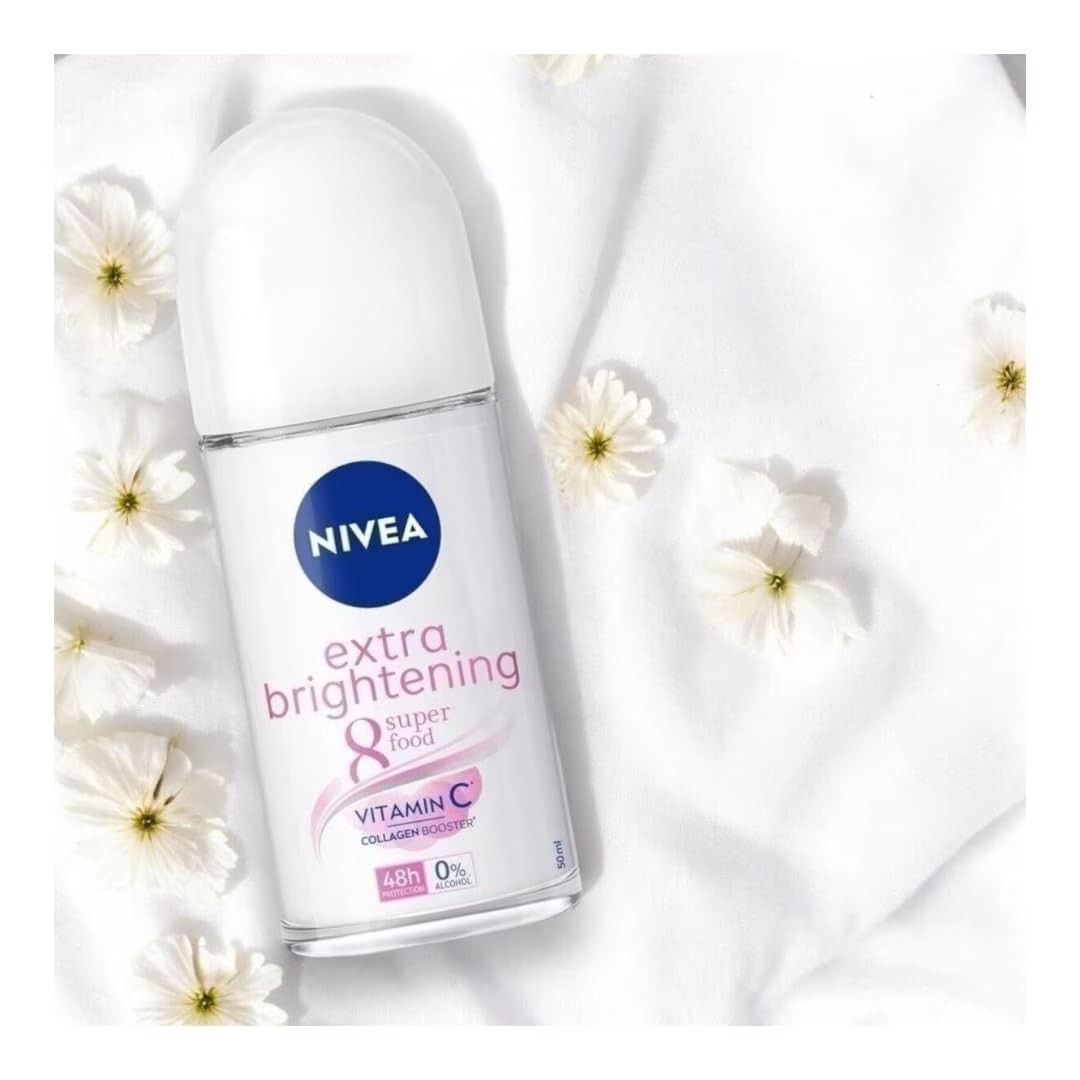 NIVEA Extra Brightening Roll-On Deodorant Pack of 3 - Long-Lasting Freshness