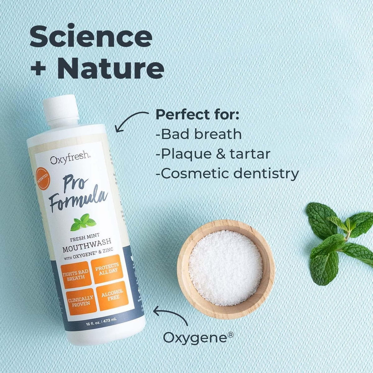 Zinc Mouthwash for Fresh Breath & Oral Care - Fluoride-Free, Natural Essential Oils