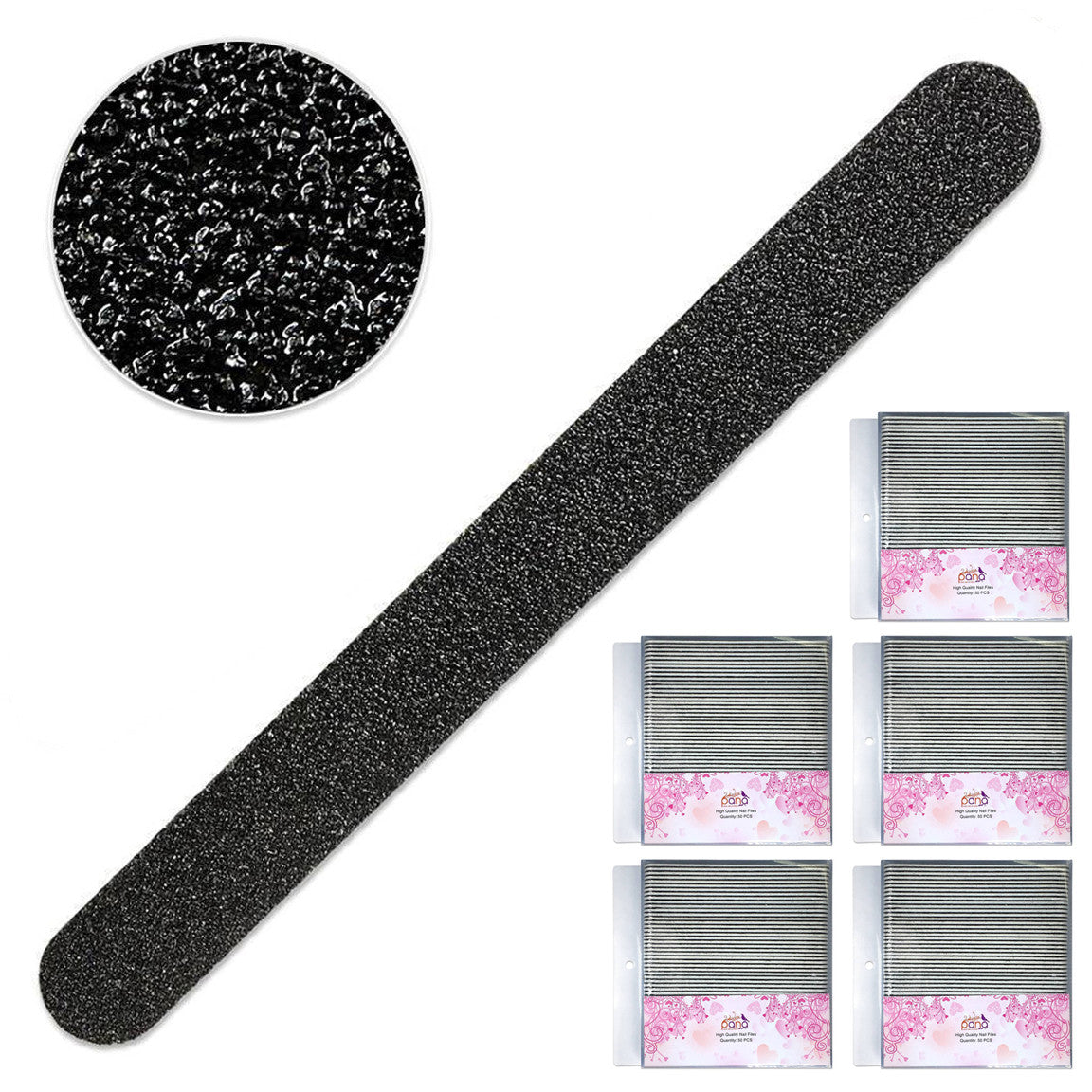 250PCS Double Sided Black Nail Files Grit 100/100 for Nail Care