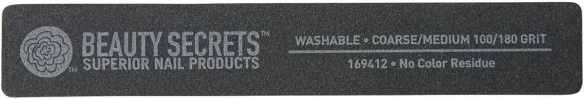 Rectangular Black Nail File 100/180 Grit - Cushion Style Manicure Tool