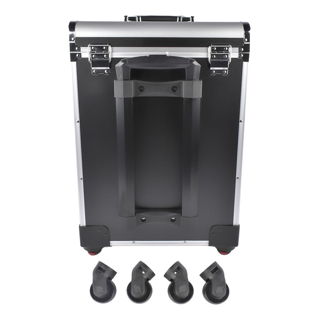 Large Rolling Makeup Train Case with Drawers and Wheels for Professionals
