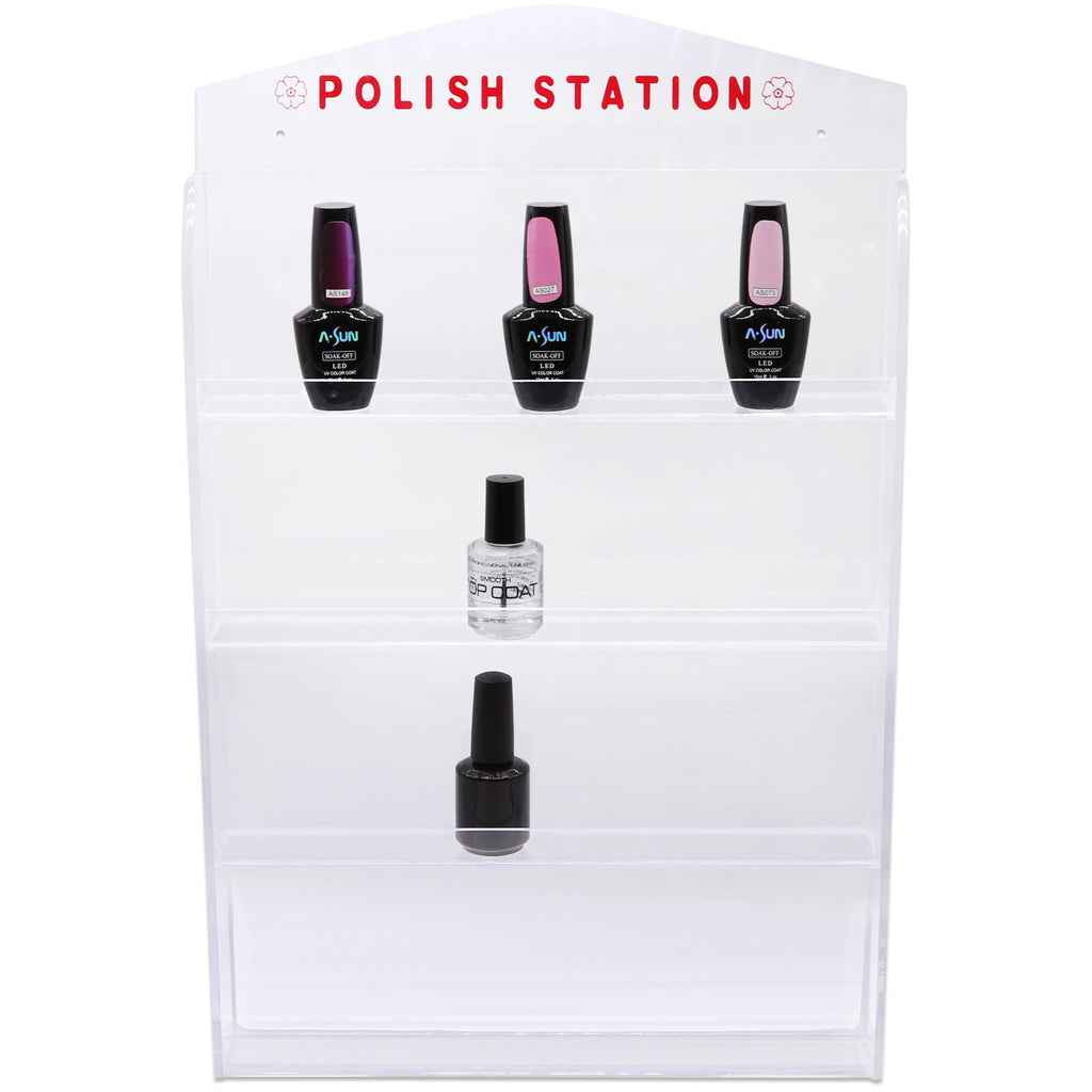Acrylic Nail Polish Wall Rack Display Holders for 32-96 Bottles with Mirror