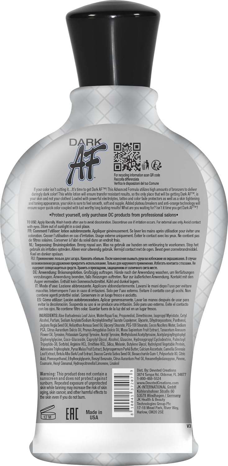 Dark Bronzer Tanning Bed Lotion 12.25oz - Transfer Resistant, DHA Formula