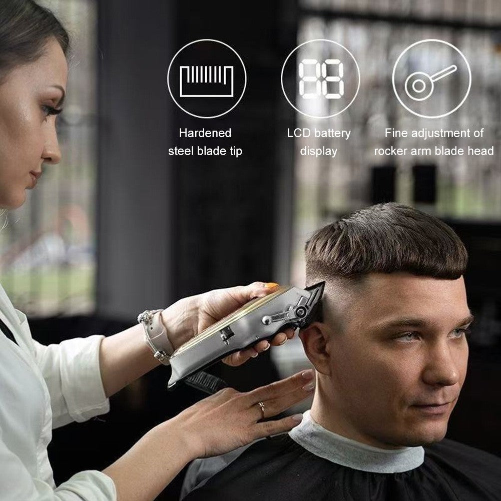 Rechargeable Hair Clipper Kit with Adjustable Blades Metal Body