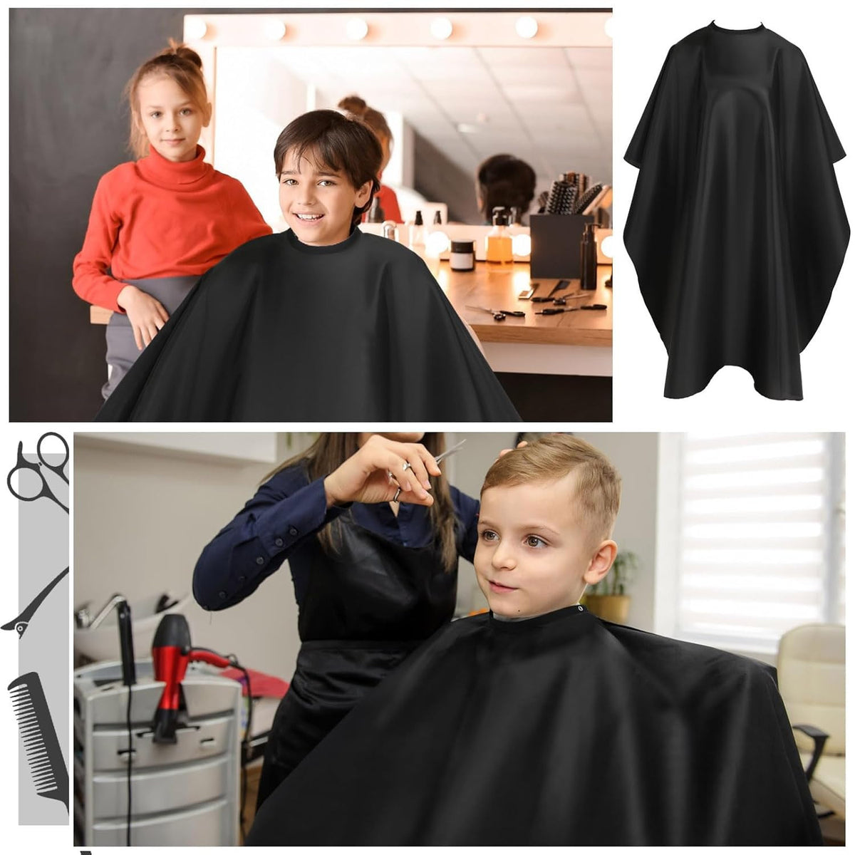 2Pcs Professional Waterproof Barber Capes with Snap Closure for Haircut & Styling