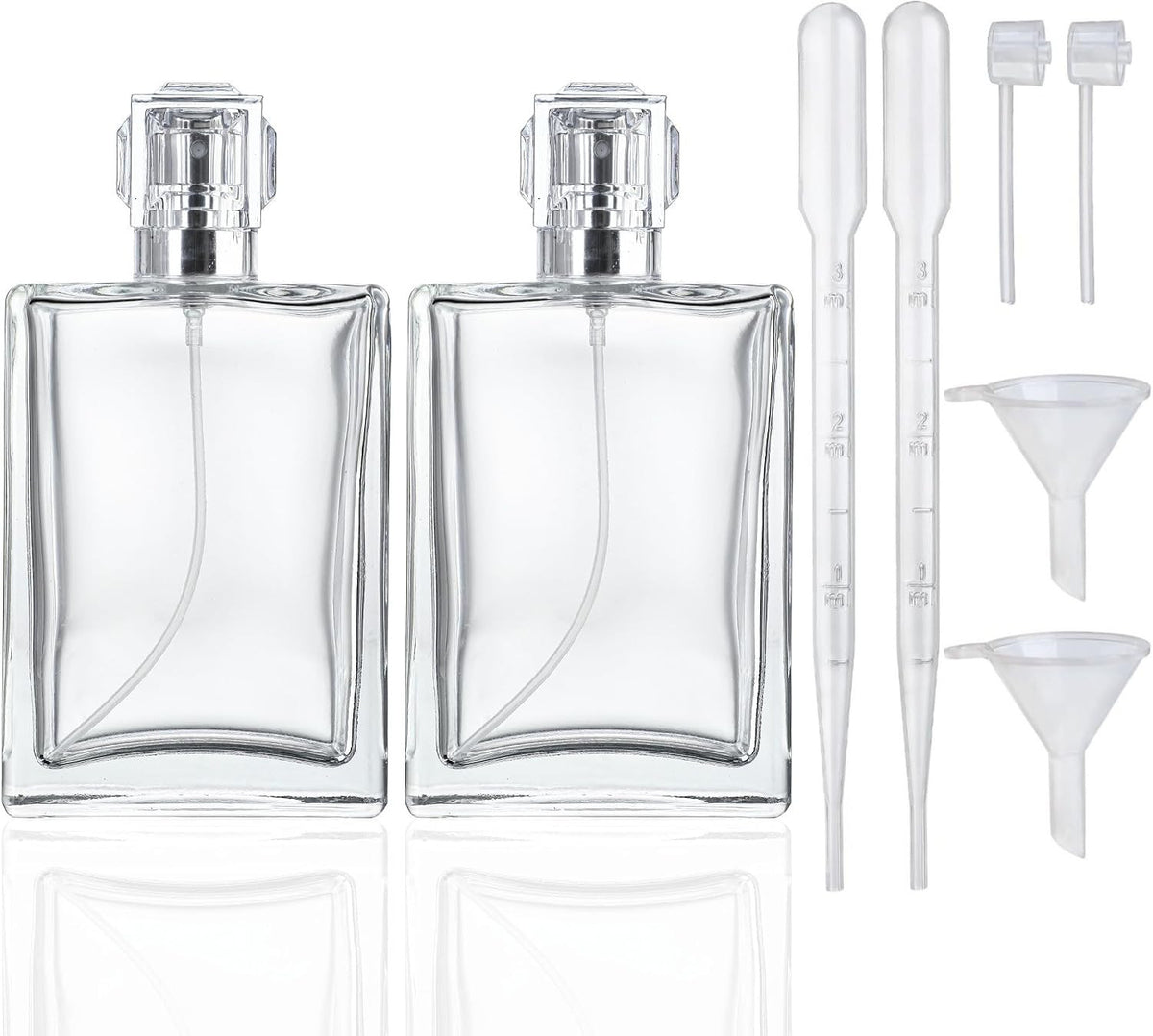 Refillable Glass Perfume Spray Bottles 100ml - 2 Pack Fine Mist Cologne Containers