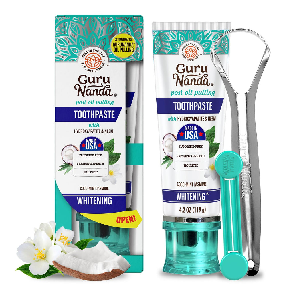 Natural Whitening Toothpaste with Hydroxyapatite & Tongue Scraper - Fluoride-Free, Sensitive Care