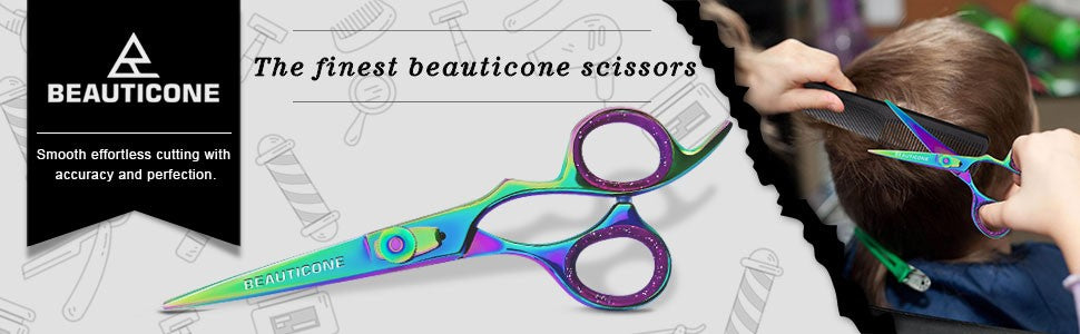 Salon Hair Cutting Scissors with Leather Pouch - Razor Sharp Blades for Men & Women