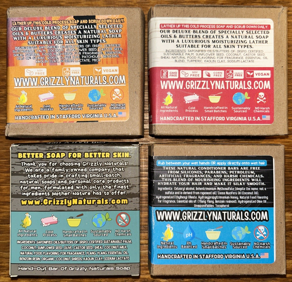 Assorted Handcrafted Cold Process Soap Bar Set - 4 Pieces