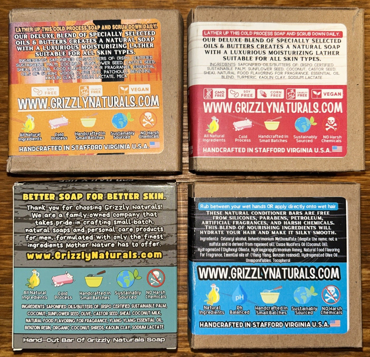 Assorted Handcrafted Cold Process Soap Bar Set - 4 Pieces