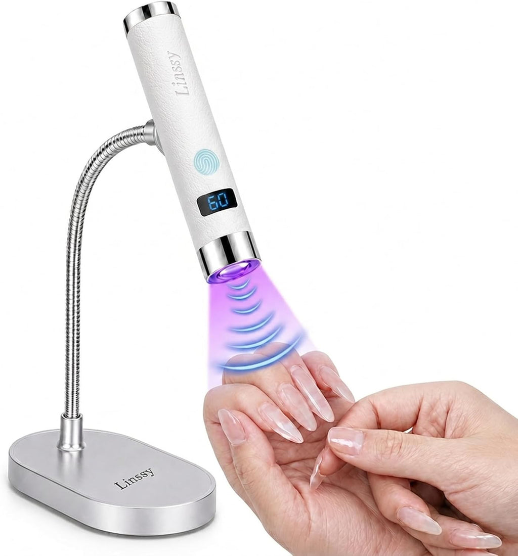 Mini UV Nail Lamp with Auto Sensor & Gooseneck Stand - Portable Gel Curing Light