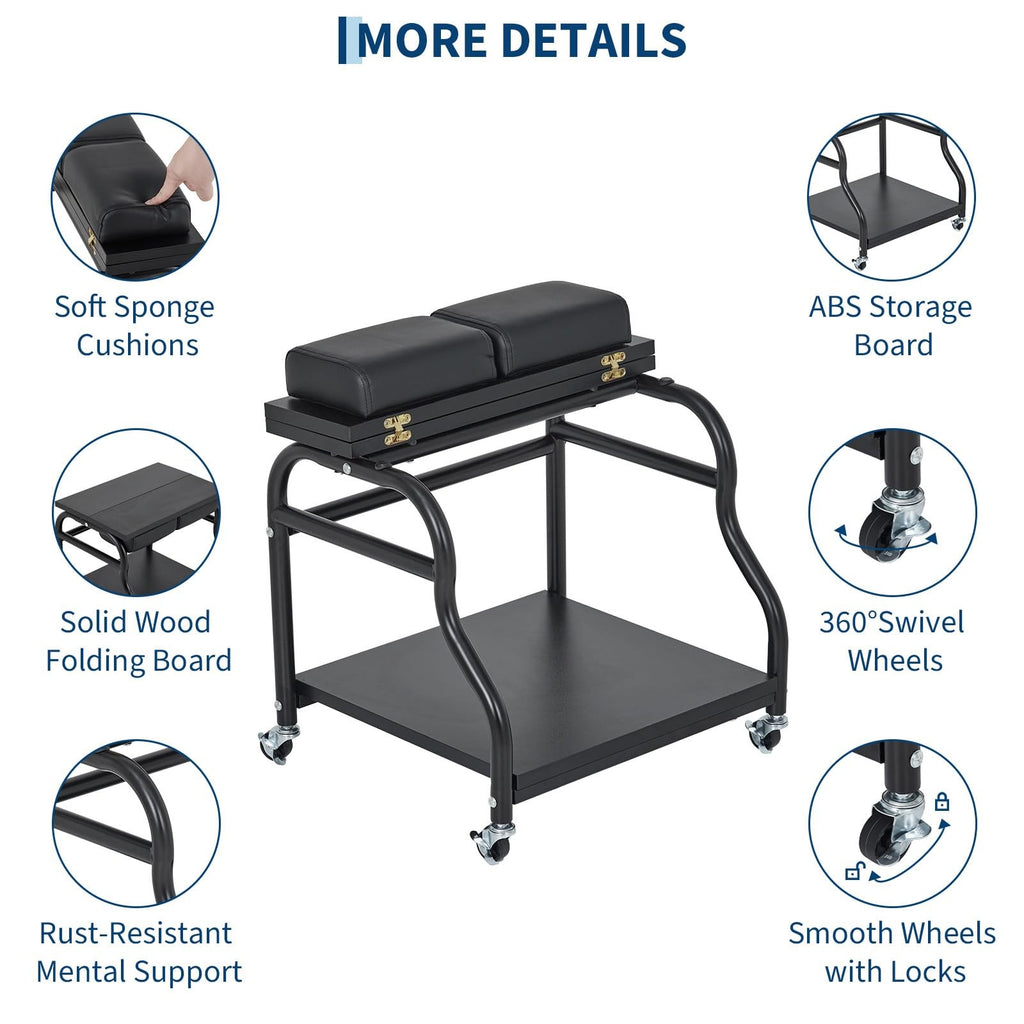 Salon Pedicure Cart Trolley with Wheels, Leg Pads & Storage for Foot Care