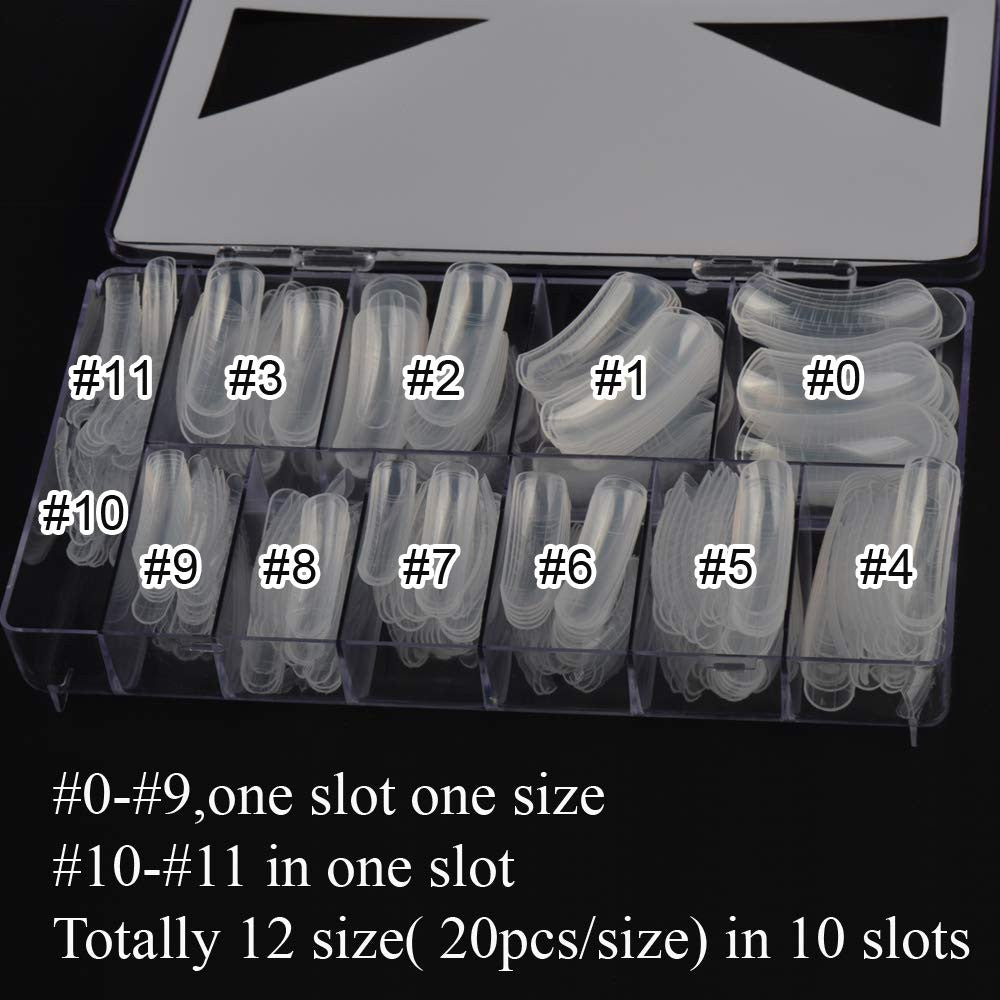 240PCS Nail Forms for Poly Gel UV Gel - 12 Size Full Cover Nail Mold Set