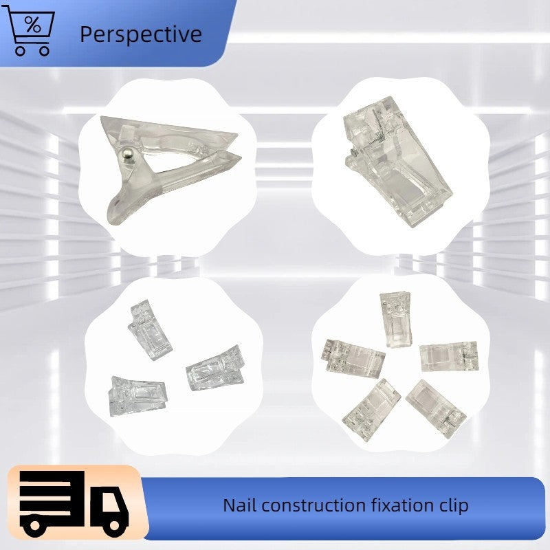 Crystal Nail Construction Fixation Clips 10-Pack - Reusable Transparent Nail Holders